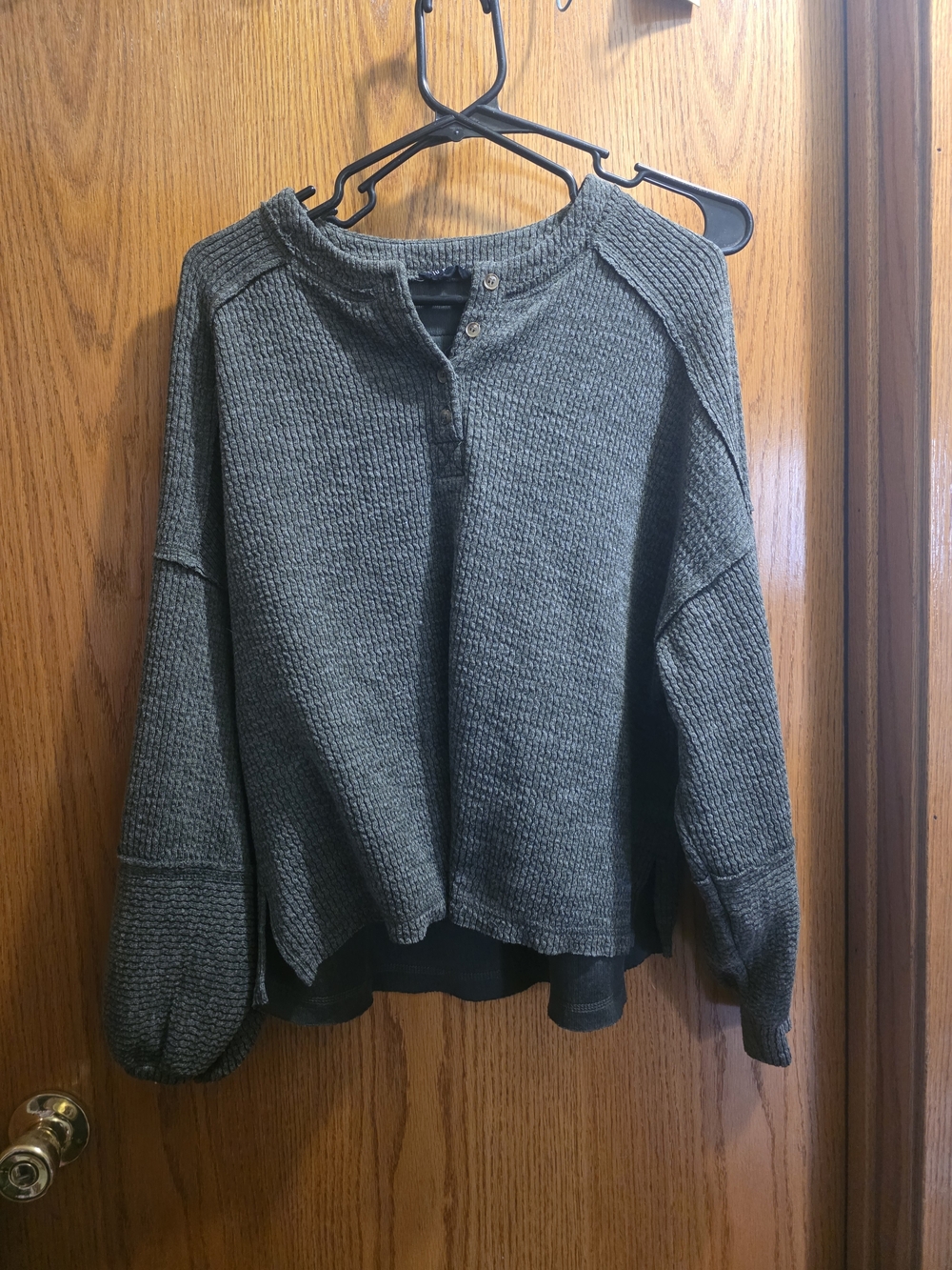 Blu Pepper Olive Green Textured Henley